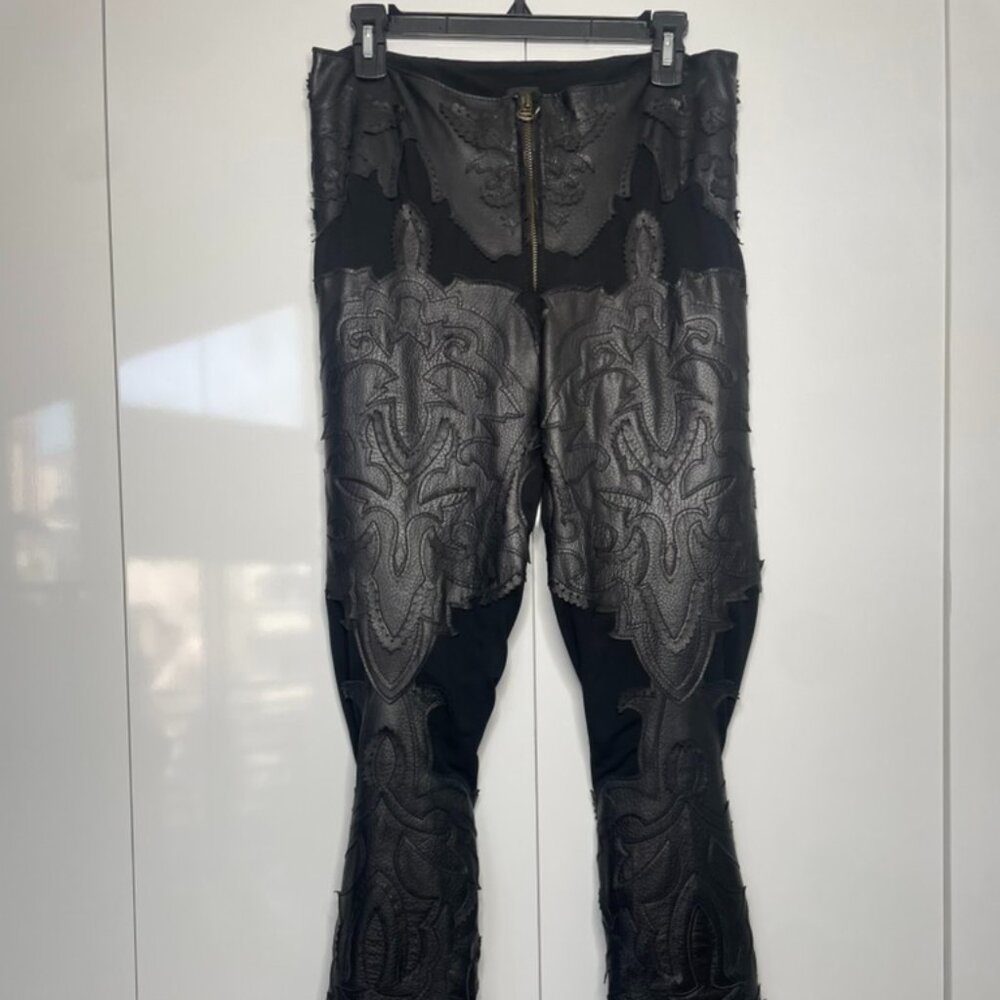 Gianfranco Ferre Leather Paneled Trousers - 40 - Black